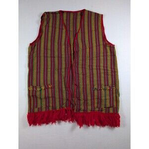 Vtg  Multi Color Hippie Fringe Vest Great Condition! See Measurements